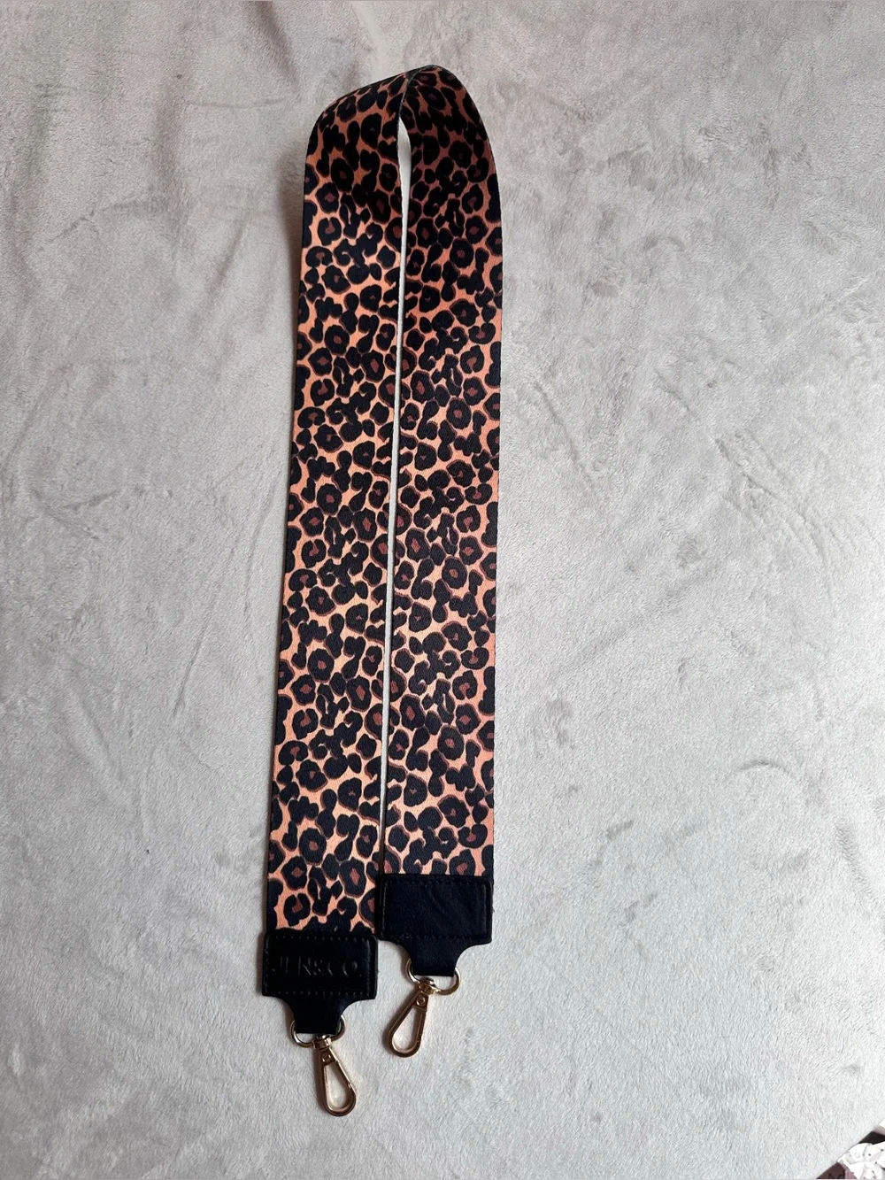 Leopard Print Bag Strap in Peach and Black